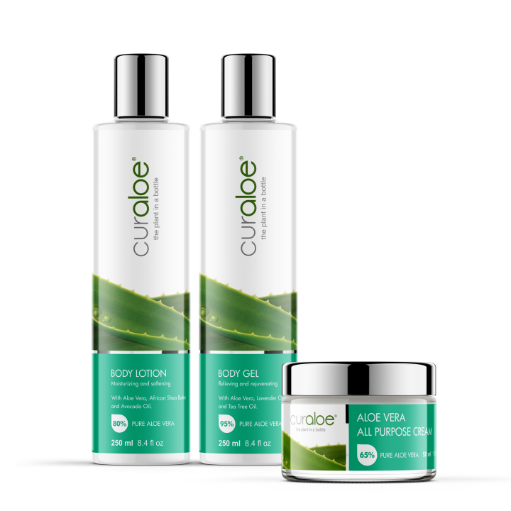 Curaloe Ultimate Aloe Vera Body Care Set - Includes Body Gel, Lotion & Cream
