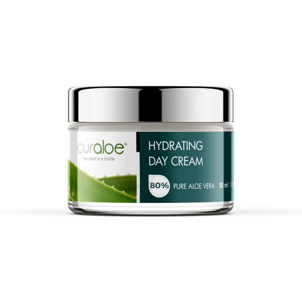 Curaloe Restore and Renew Day Cream 50ml with 80% Aloe Vera, ideal for revitalizing dry and dull skin.